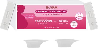 B-Arm Pregnancy Combo Kit with 1 Early Test Kit,1 hCG Test Kit & 2 Pee Cups for Women Urine Drug Test