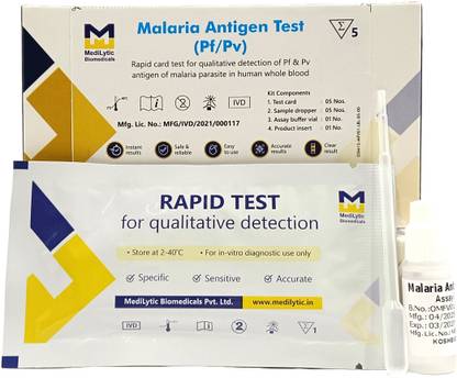 MediLytic Biomedicals Malaria Test (Pack of 05 Cards) Antigen Self Test Kit