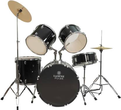 KADENCE Begginers Drum Kit Full -Size Drumset with Cymbals (Black) Acoustic 5 Drum Kit Set