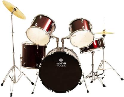 KADENCE Beginners Drum Kit Full -Size Drumset with Cymbals (Wine Red) Acoustic 5 Drum Kit Set