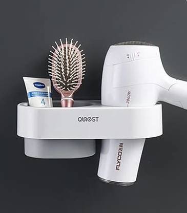 SKOFRI Hair Dryer Holder, Wall Mounted Punch-Free Hair Dryer Storage Rack Wall Mounted Dryer Holder