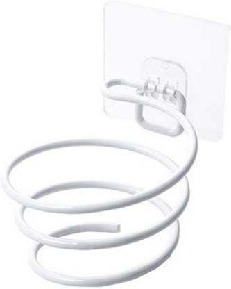 SHIDHMI Hair Dryer Holder, Hair Dryer Organizer Wall Mount Hair Blow Dryer Hanging Rack Spiral Hair Styling Stand Without Drilling White Wall Mounted Dryer Holder