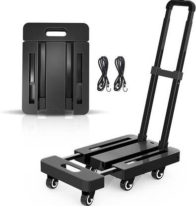 Cheston Folding Hand Cart With 6 Wheels, Adjustable Handle I Load 150kg Portable Platform Trolley