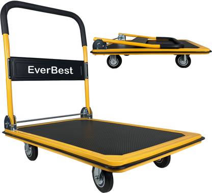 WB WELBUILT Portable Platform 300 kg Metal Trolley Cart for Lifting Heavy Weight yellow Platform Trolley