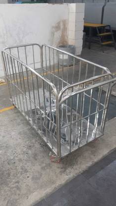 sti S.S Grill Cage Trolley,L-100XW-61XH-80cm,With 4" PU Wheel,Loading capacity-800kg Platform Trolley
