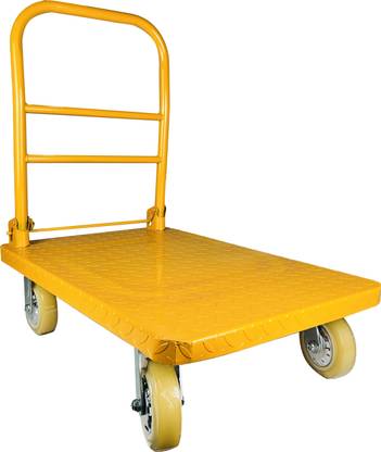 WB WELBUILT 500kg Capacity Heavy Duty Iron Push Cart with 360° Degree Swivel Wheels Platform Trolley
