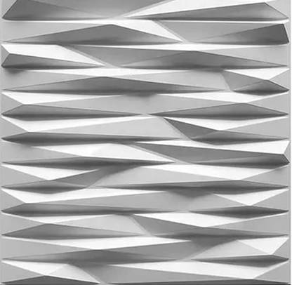 Kishlaytrading 3D Wall Panel PVC Zig Zag Design D125, White,19.7 X 19.7, (Pack of 4) Drywall Panel