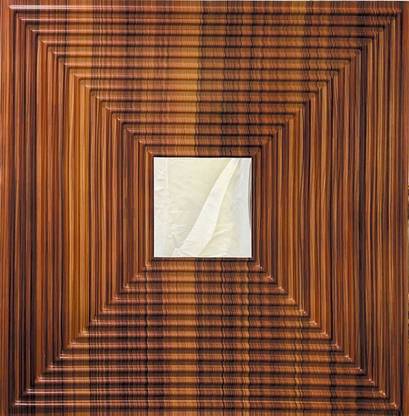 Fusion Wooden 3D Pvc Wall Panel Self-Adhesive With Silver Mirror Cover 10.76 Sq. ft Drywall Panel