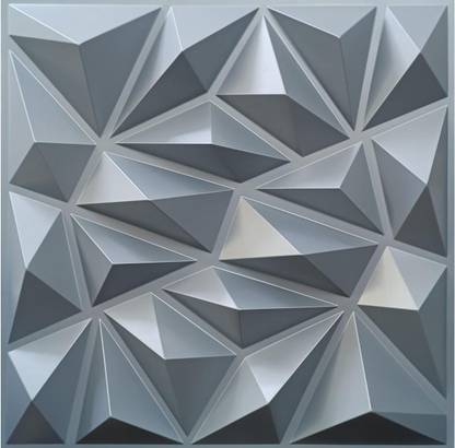 Kishlaytrading 3D PVC Wall Panels - Grey Color Diamond Design - (17.7×17.7) Covers 8.07 Sq. ft. Drywall Panel