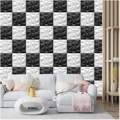 Kishlaytrading Texture Chess Design 3D PVC Wall Panels Living Room Gaming Room Office Decor Drywall Panel