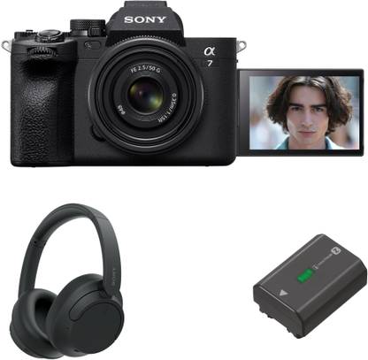 SONY Alpha 7M4K Mirrorless Camera Body Only withWireless Headphones (WH-CH720N) & Rechargeable Battery (FZ100) (Black)