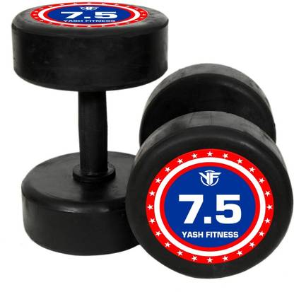 yash fitness 7.5 KG (7.5X2) RUBBER DUMBBELL Fixed Weight Dumbbell