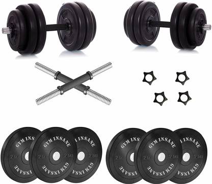 Gym Insane (12-18)KG Rubber Plates Gym Set for Home Workout 14"Dumbbell Set Gym equipment kit Adjustable Dumbbell