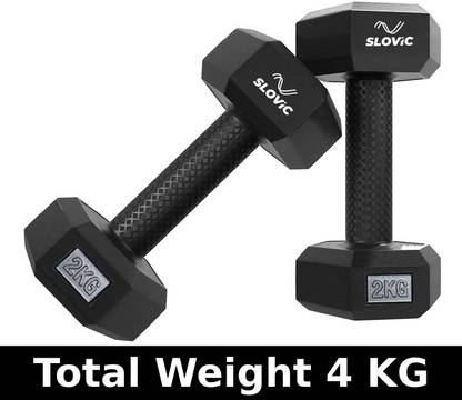SLOVIC PVC Dumbbells Set for Home Gym | 2 Kg | Set of 2 | Fixed Weight Dumbbell
