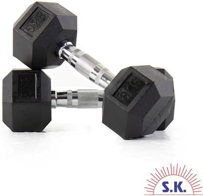 s k traders 8 KG HEX DUMBBELLS (Pair) Fixed Weight Dumbbell