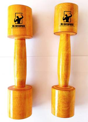 RS ENTERPRISE Wooden Dumbbells for PT| For Kids/Adults | For Warm Up Exercises, Pair 400g each Fixed Weight Dumbbell