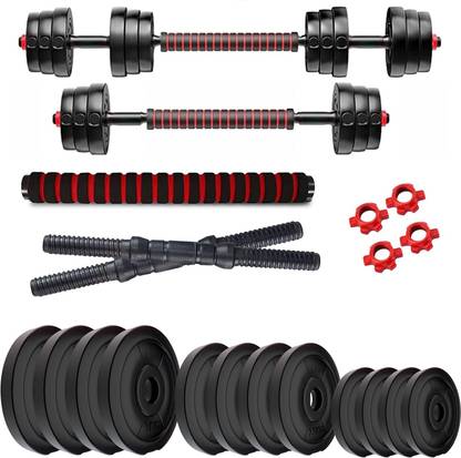 Rocko 26 kg 3 In 1 Convertible & Barbell Home Gym Combo(1Kgx4 + 2.5Kgx4 +3Kgx4) Home Gym Combo