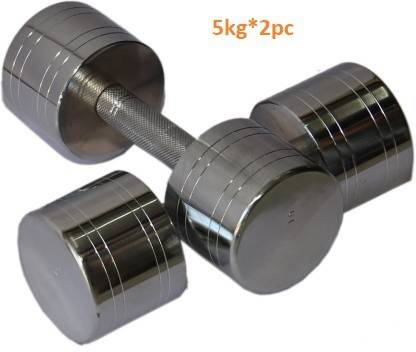 GYM KART Premium Quality Set of (5 Kg X 2 Pcs) Steel Chrome Plated Fixed Weight Dumbbell