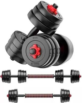 RVFITNESS 10 kg 3 In 1 Convertible Dumbbells & Barbell Home Gym Set Kit For Home Workout Home Gym Combo