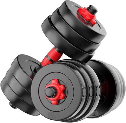 Fitbud Home Gym Combo Dumbbell Set of 14kg (1 KG X 4 + 2.5 KG X4PVC Dumbbell Plates) Adjustable Dumbbell