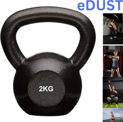 eDUST Kettlebell Black Dumbbell (2 kg X 1) 2 kg Set, Fitness Fixed Weight Dumbbell