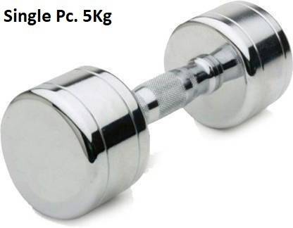 GYM KART Exclusive Set of (5 Kg X 1 Pc) Premium Steel Chrome Fixed Weight Dumbbell