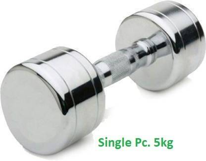 GYM KART (5 Kg X 1 Pc) Jumbo Quality Steel Chrome Plated Fixed Weight Dumbbell