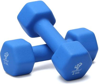 JIMWALT Neoprene Coated (2Kg*2 = 4Kg) Sky Blue Fixed Weight Dumbbell