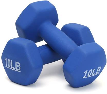 JIMWALT Half Coating Cast Iron Neoprene Fixed Weight Dumbbells (10 LB Each) Fixed Weight Dumbbell