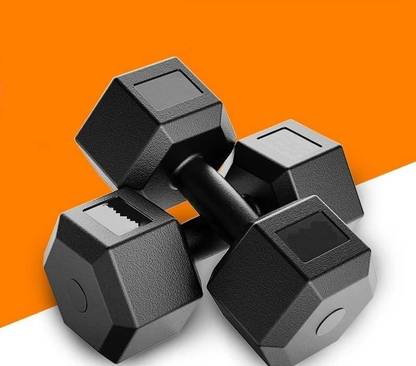 HOC PVC Dumbbell Set 5KG X 2 PCS, 1 Pair Dumbbells, Hex Dumbbells, Home Gym Fixed Weight Dumbbell