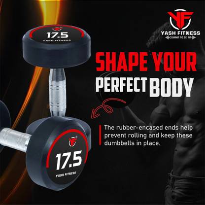 yash fitness Set Of 17.5KGX2 High Quality Rubber Professional Bouncer Fixed Weight Dumbbell