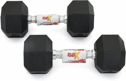 रूब Rubber Coated Professional Exercise Hex Dumbbells 4kg (Pack of Two) निश्चित वजन डम्बल