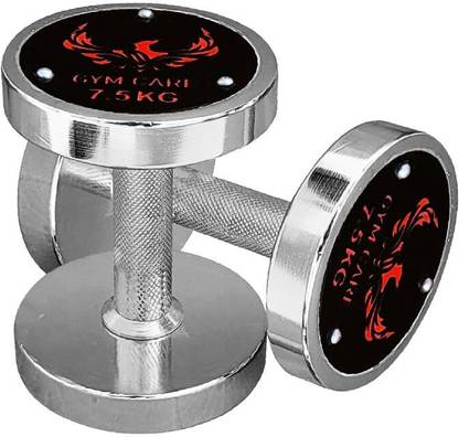 GYM CARE Stainless Steel Premium Quality Dumbbells Set for Home & Gym Workout (7.5kg x 2) Fixed Weight Dumbbell