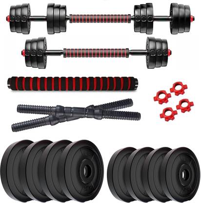 Rocko 22 kg 3 In 1 Convertible & Barbell Home Gym Combo(3 Kg x 4 Plate + 2.5 Kg x 4 Plate) Home Gym Combo