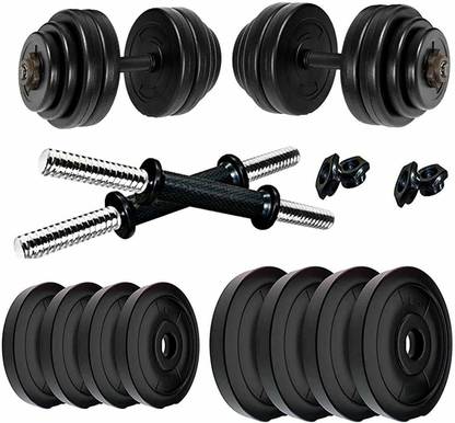 AB FITNESS 20KG Adjustable PVC Dumbbells Set Combo, Home GYm kit, black Adjustable Dumbbell