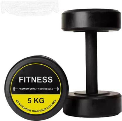 FITRXX Captain America Style Black & Yellow Rubber 5kgX 2 Fixed Weight Dumbbell