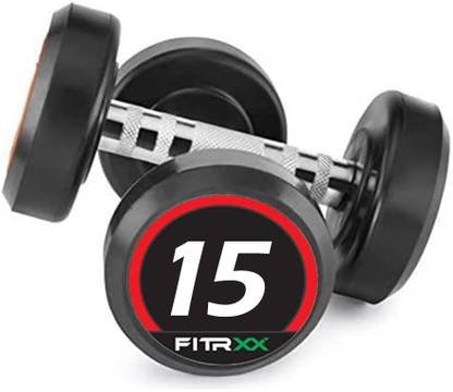 FITRXX Set Of 15KGX2 High Quality Rubber Professional Bouncer Fixed Weight Dumbbell