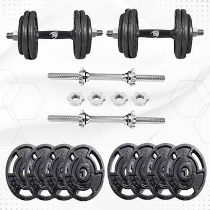 BULLAR 10 KG Cast Iron Adjustable Dumbbells set With Solid Steel Dumbbells Rod Adjustable Dumbbell