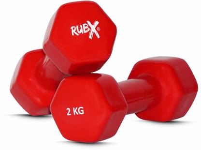 RUBX Premium Unisex Vinyl Dumbbells for Exercise & Fitness (2 kg X 2= 4 kg)(RED) Fixed Weight Dumbbell