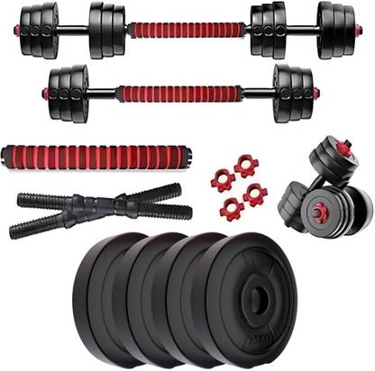 WILORA 3 in 1 Expandable-Convertible 10KG Dumbbells Set and Fitness Kit Adjustable Dumbbell
