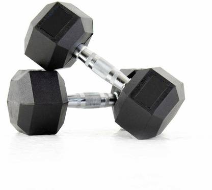 LCARNO Pair of 10kg Hexa Dumbbells Set, Fitness Heavy Duty Solid Cast Iron and Rubber Fixed Weight Dumbbell
