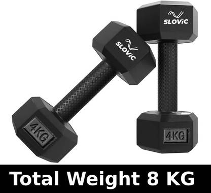 SLOVIC PVC Dumbbells Set for Home Gym | 4 Kg | Set of 2 | Fixed Weight Dumbbell