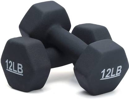 JIMWALT Half Coating Cast Iron Neoprene Fixed Weight Dumbbells (12 LB Each) Fixed Weight Dumbbell