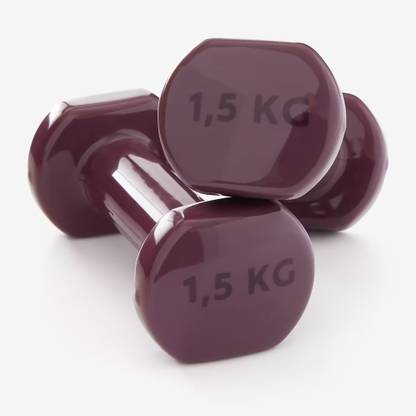 dynamics Decathlon, Dumbbells, 1.5 Kg, Maroon Color, Twin Pack, Fixed Weight Dumbbell