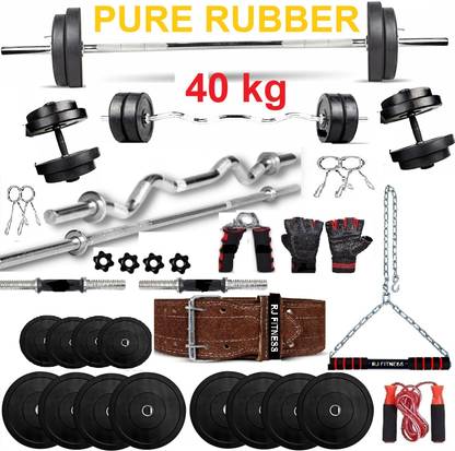 rj fitness 40 kg 40 KG HOME GYM RUBBER COMBO Home Gym Combo