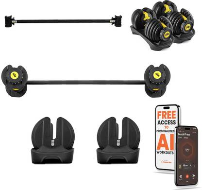 The Cube Adjustable Iron Dumbbells 52.5Lbs Pair with Connect Home Gym For Man & Woman Adjustable Dumbbell
