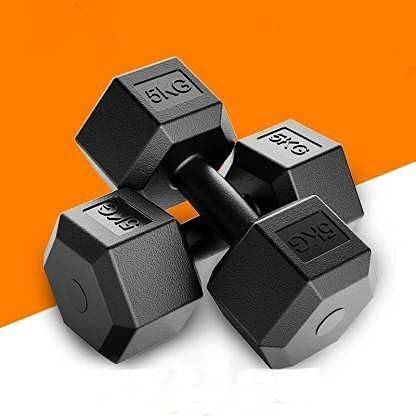 Brawl Nation Fitness Black PVC Hexa Shape 5kg X 2pcs Fixed Weight Dumbbell