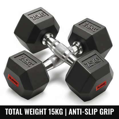 SLOVIC Dumbbells Set for Home Gym | 7.5 kg | Set of 2 Fixed Weight Dumbbell