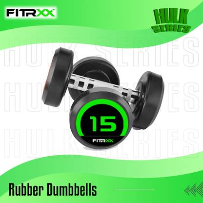 FITRXX Set Of 15KGX2 High Quality Rubber Professional Bouncer Fixed Weight Dumbbell