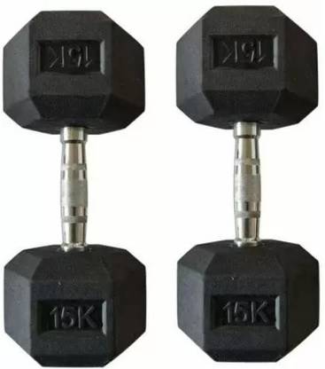 RS SPORTS dumballs with black color 1 pair of 15 kg Fixed Weight Dumbbell